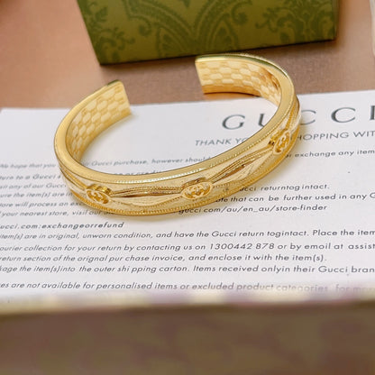 Vintage Gold Engraved Cuff Bracelet