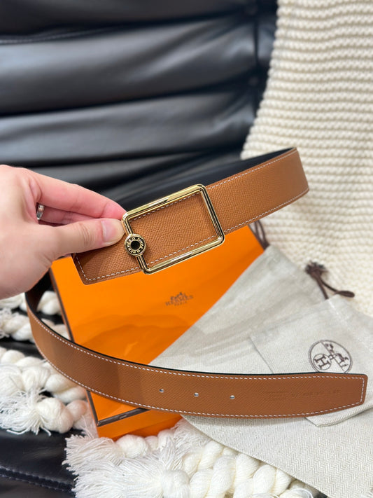 Oscar Reversible Leather Belt – Gold Buckle – 12mm