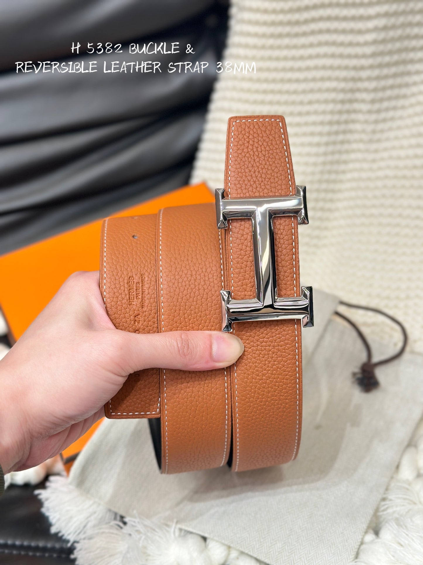 H Reversible Leather Belt