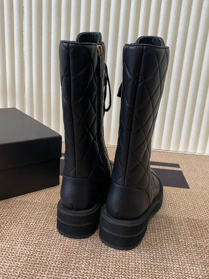 Quilted Leather Combat Boots