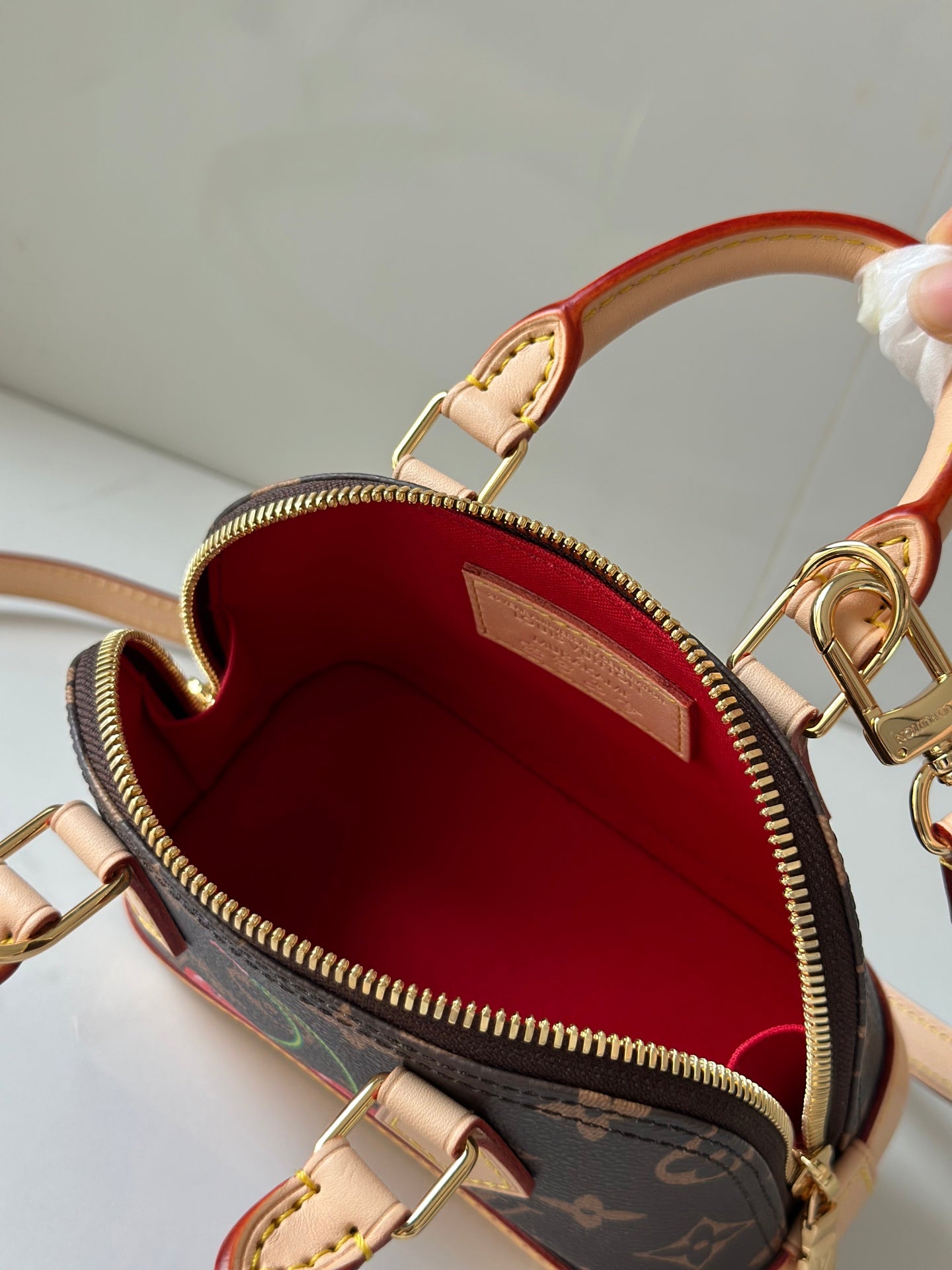 Nano Alma Monogram Canvas Bag with Cherry