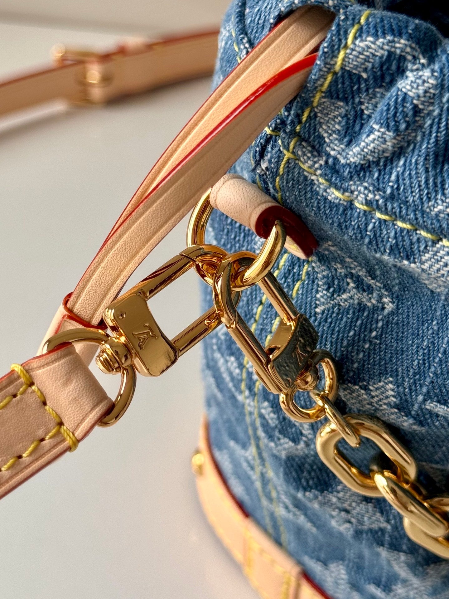Nano Noé Denim Monogram Bucket Bag