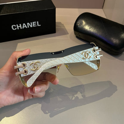White & Gold Shield Sunglasses