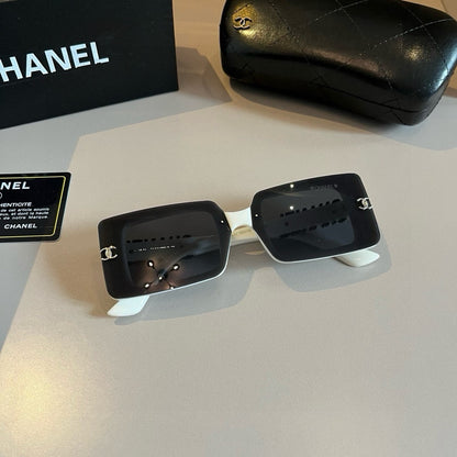 White & Black Logo Shield Sunglasses
