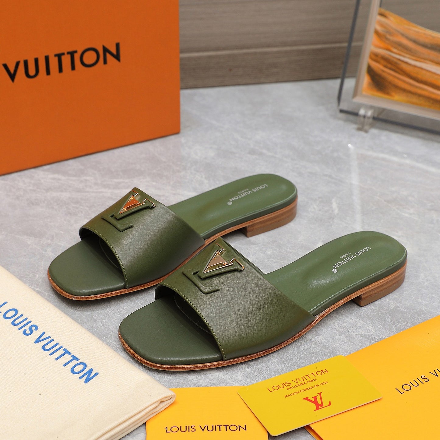 Green Leather Slippers