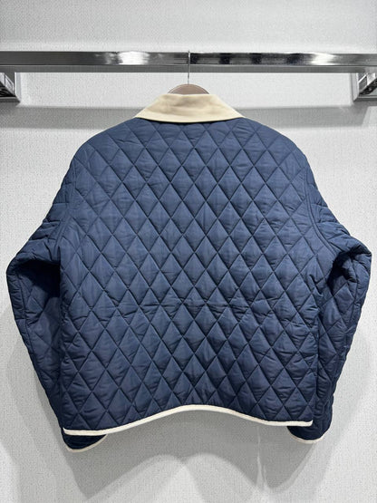 Quilted Jacket with Corduroy Collar & 'C' Appliqué